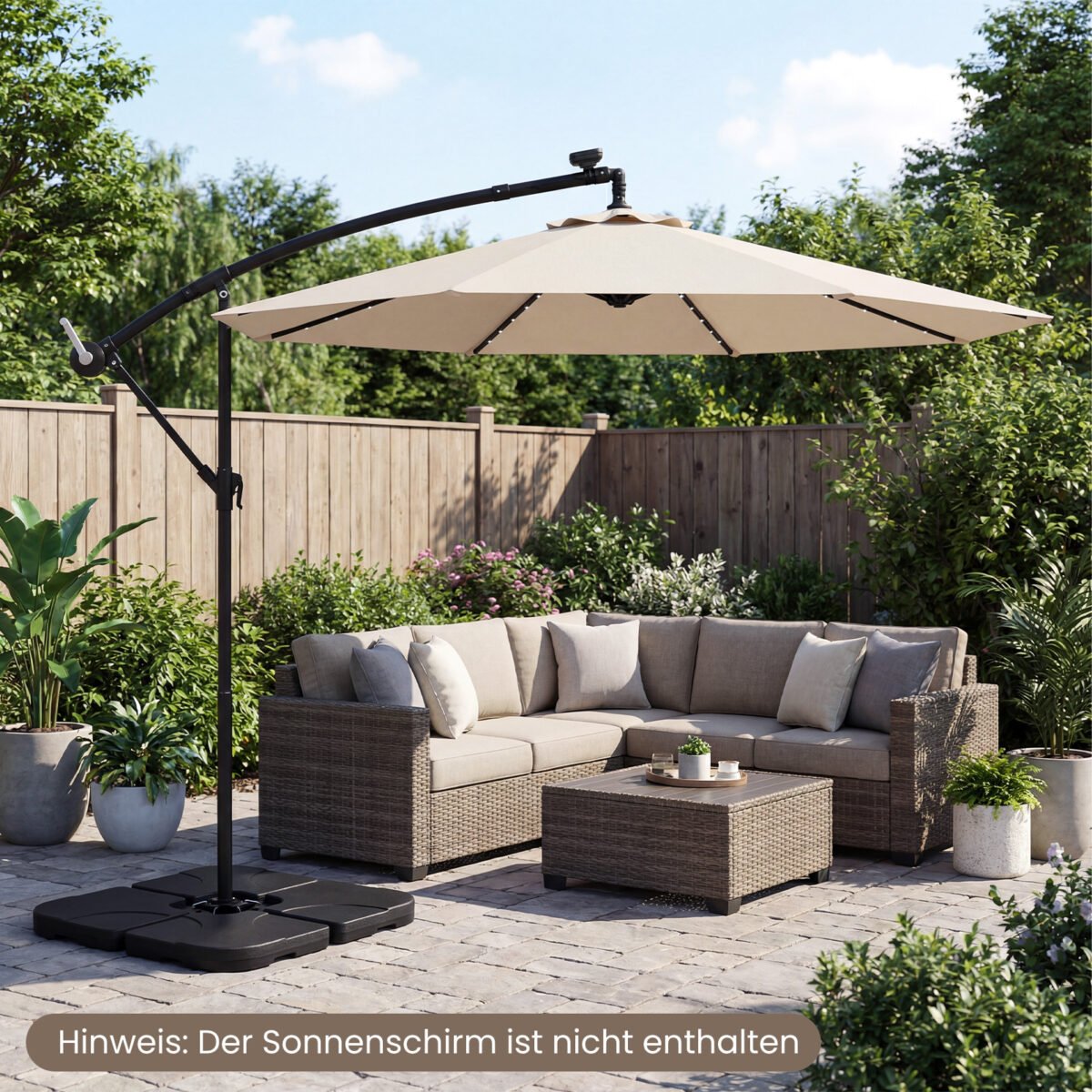 Vandeniu ar smėliu pildomas sodo skėčio pagrindas (Juoda) – Paveikslėlis 4