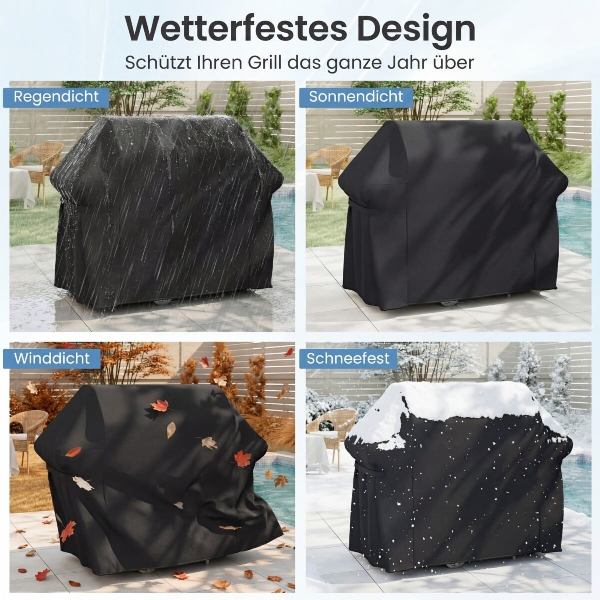 Vandeniui atsparus ir patvarus lauko griliaus apsauginis uždangalas (Juoda) – Paveikslėlis 4