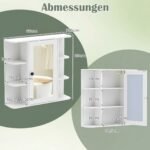 Veidrodinė vonios spintelė su lentynomis ir lanksčiu montavimu (Balta) – Paveikslėlis 2