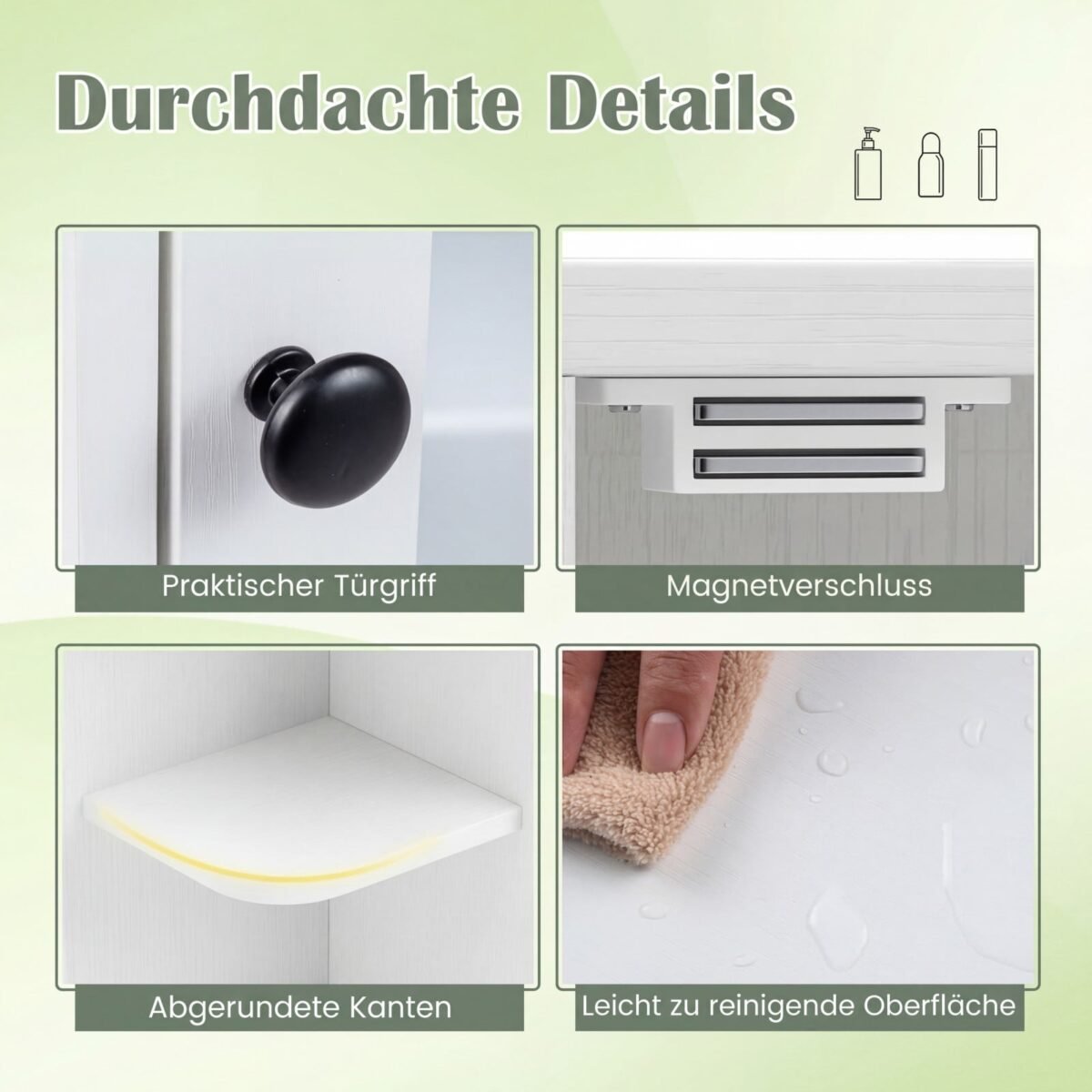 Veidrodinė vonios spintelė su lentynomis ir lanksčiu montavimu (Balta) – Paveikslėlis 3