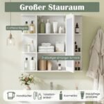 Veidrodinė vonios spintelė su lentynomis ir lanksčiu montavimu (Balta) – Paveikslėlis 4