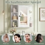 Veidrodinė vonios spintelė su lentynomis ir lanksčiu montavimu (Balta) – Paveikslėlis 5