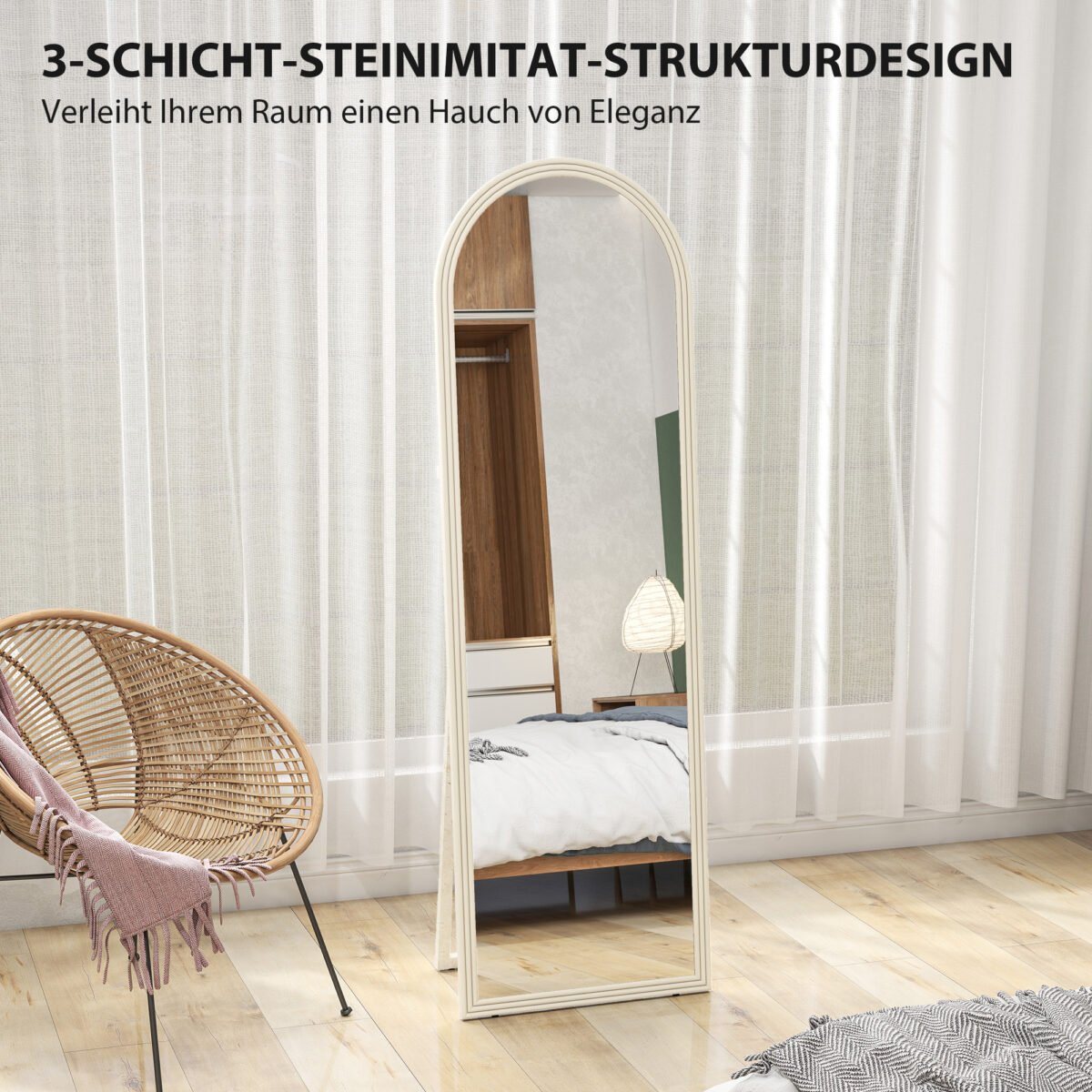 Veidrodis visam ūgiui, pastatomas, tvirtinamas prie sienos, 50 x 160 cm, lankinio rėmo – Paveikslėlis 5