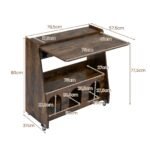 Vietą taupantis sulankstomas rašomasis stalas su lentynomis (Ruda)