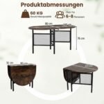 Vietą taupantis sulankstomas valgomasis stalas 6-8 asmenims (Ruda + Juoda) – Paveikslėlis 2