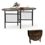 Vietą taupantis sulankstomas valgomasis stalas 6-8 asmenims (Ruda + Juoda)