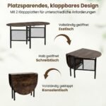 Vietą taupantis sulankstomas valgomasis stalas 6-8 asmenims (Ruda + Juoda) – Paveikslėlis 3