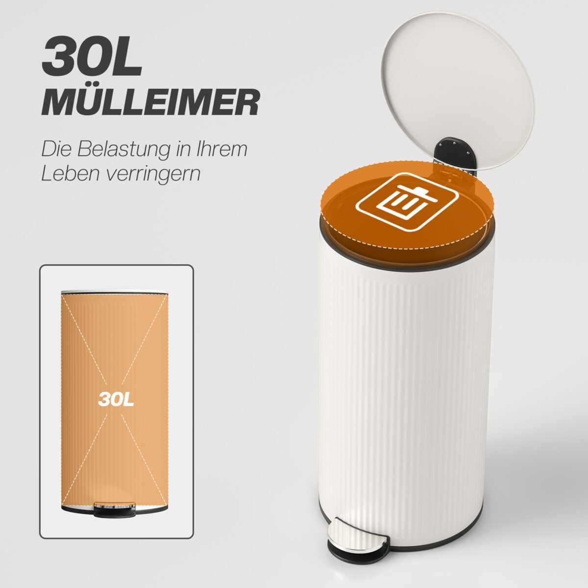 Virtuvės šiukšliadėžė 30 l, pedalinė, švelniu uždarymu – Paveikslėlis 4