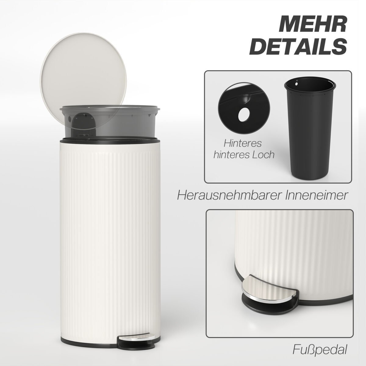 Virtuvės šiukšliadėžė 30 l, pedalinė, švelniu uždarymu – Paveikslėlis 7