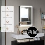 Vonios veidrodinė spintelė su reguliuojamu LED apšvietimu ir nurasojančia funkcija 50x70 cm – Paveikslėlis 9