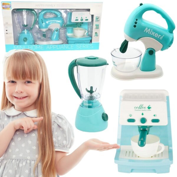 Žaislinių virtuvės prietaisų rinkinys 3in1 su šviesos ir garso efektais