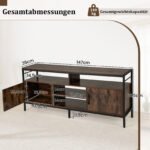 Žema TV spintelė-staliukas 65 colių televizoriams su 2 spintelėmis ir 4 atviromis lentynomis (Kaimiška ruda) – Paveikslėlis 2