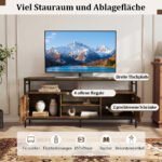 Žema TV spintelė-staliukas 65 colių televizoriams su 2 spintelėmis ir 4 atviromis lentynomis (Kaimiška ruda) – Paveikslėlis 4