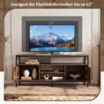 Žema TV spintelė-staliukas 65 colių televizoriams su 2 spintelėmis ir 4 atviromis lentynomis (Kaimiška ruda) – Paveikslėlis 5