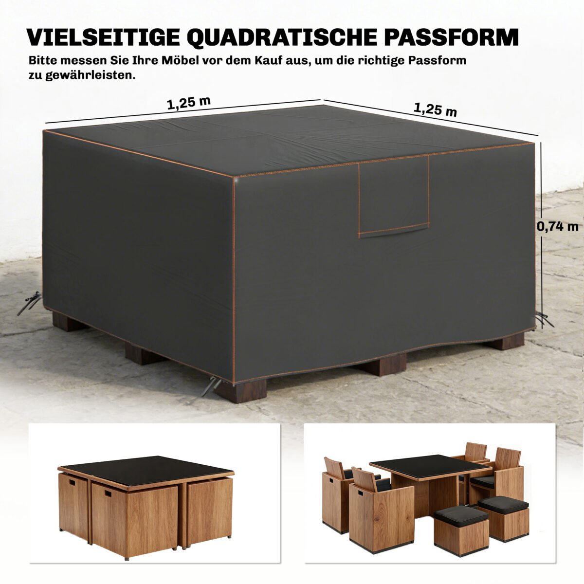 Žiemai atsparus apsauginis sodo baldų uždangalas iš 420D Oksfordo audinio – Paveikslėlis 3