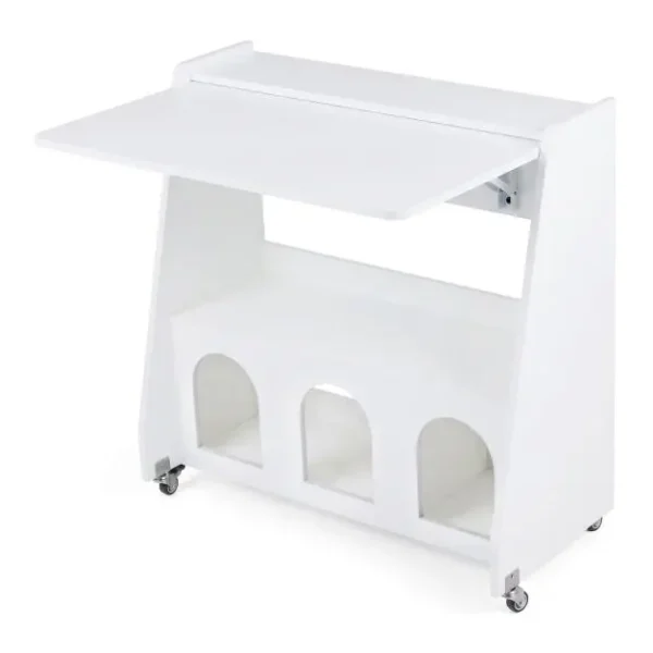 Atlenkiamas stalas su integruota saugykla (Balta)