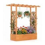 Aukštas gėlynas su atraminėmis grotelėmis ir stogeliu (Oranžinė)