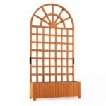 Aukštas medinis augalų vazonas su vijoklinių augalų kopėtėlėmis (Ruda)