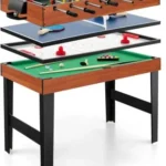 Daugiafunkcis 4 viename žaidimų stalas su stalo futbolu ir biliardu (Juoda)