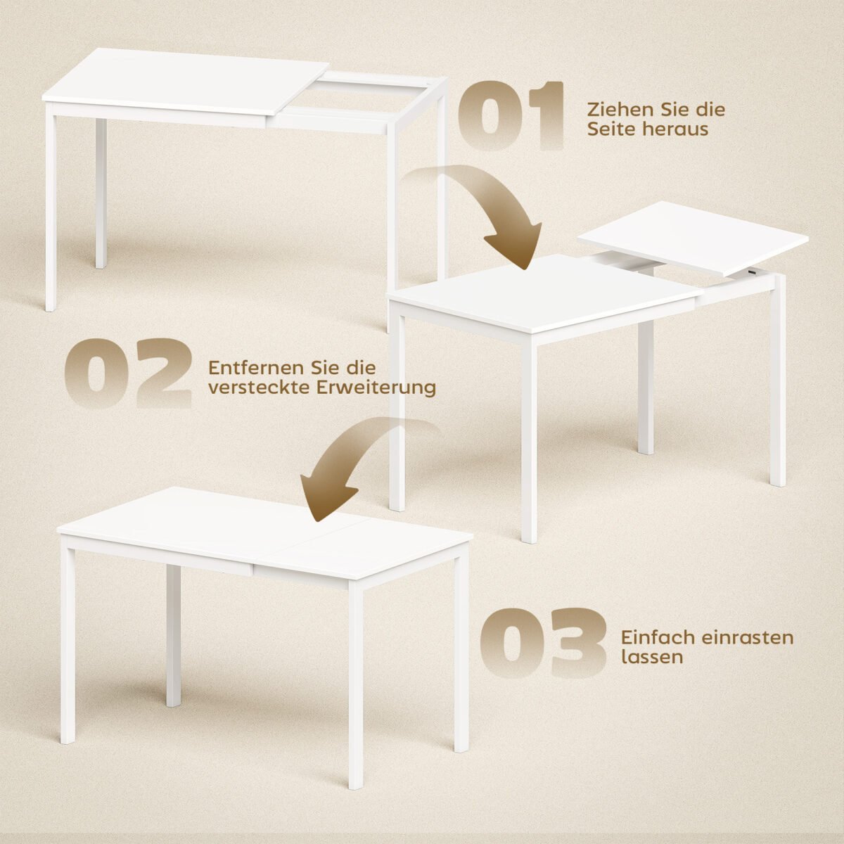 Išskleidžiamas valgomojo stalas, 80-120 cm, 4-6 asmenims – Paveikslėlis 6