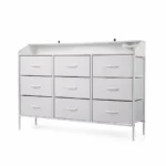 Komoda su LED apšvietimu ir įkrovimo stotele skirta TV iki 58 colių (Balta)