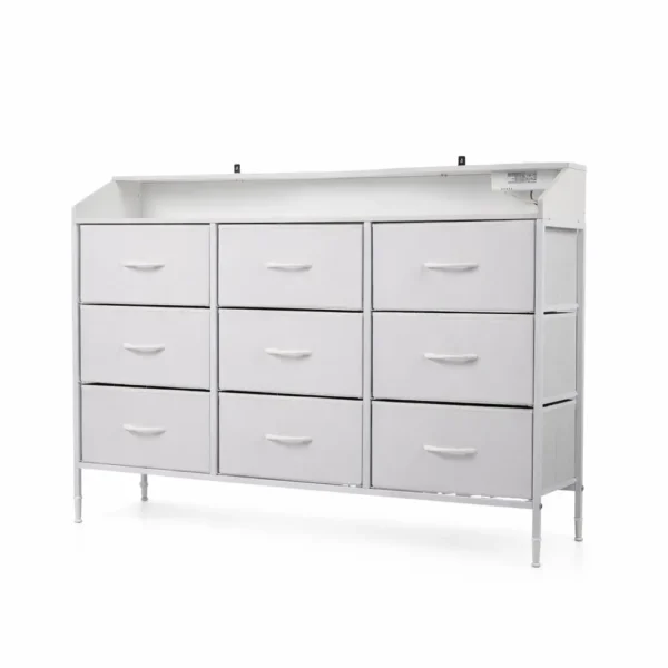 Komoda su LED apšvietimu ir įkrovimo stotele skirta TV iki 58 colių (Balta)