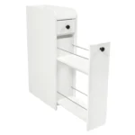 Kompaktiška nišinė spintelė su stalčiais ir ratukais (Balta)