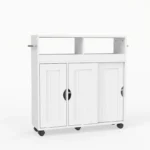 Kompaktiška spintelė su ratukais ir reguliuojama lentyna (Balta)