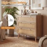 Medinė komoda su 3 stalčiais ir ratano akcentais (Natūrali) – Paveikslėlis 8