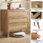 Medinė komoda su 3 stalčiais ir ratano akcentais (Natūrali) – Paveikslėlis 9