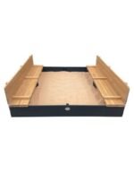 Medinė smėlio dėžė su suoliukais XXL 150x150, antracito