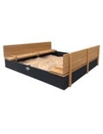 Medinė smėlio dėžė su suoliukais XXL 150x150, antracito