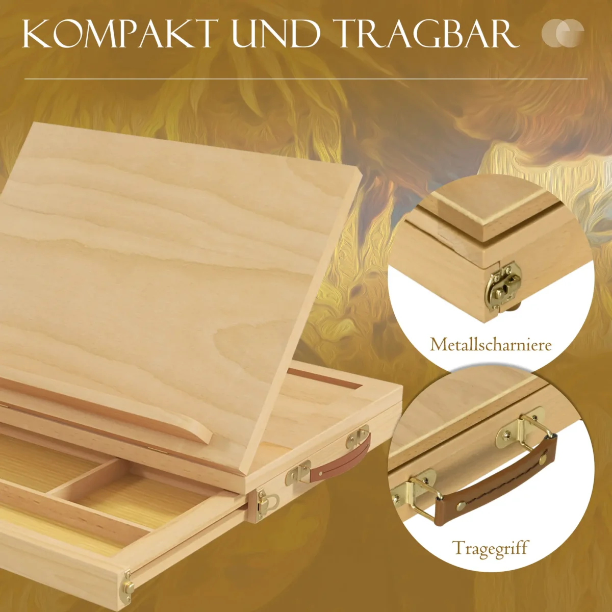 Medinis stalinis molbertas su reguliuojamu kampu ir stalčiumi – Paveikslėlis 6