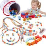 Medinių karoliukų vėrimo rinkinys, 96 dalys