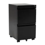 Metalinė rakinama dokumentų spintelė su 2 stalčiais ir ratukais (Juoda)