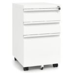 Metalinis mobilus konteineris su 3 stalčiais ir rakinamas (Balta)