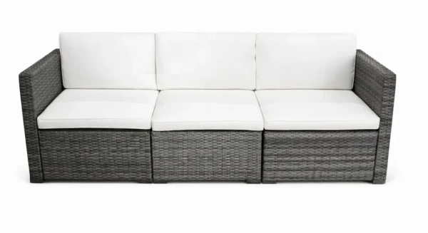 Modulinis 3 dalių lauko sofos komplektas iš PE ratano (Balta)