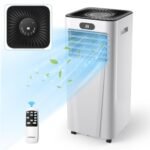 Nešiojamas oro kondicionierius 9000 BTU su 4 režimais (Juoda ir balta)