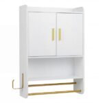 Pakabinama vonios spintelė su dviem durelėmis ir reguliuojamomis lentynomis (Balta)