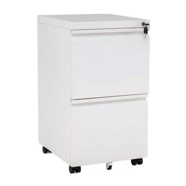 Rakinama mobili aktų spintelė su 2 stalčiais ir kabamaisiais registrais (Balta)