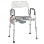 Reguliuojamo aukščio tualeto kėdė neįgaliesiems su paminkštinta sėdyne (Sidabrinė)