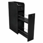 Siaura vonios spintelė su ratukais ir stalčiais (Juoda)