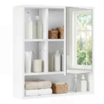 Veidrodinė pakabinama vonios spintelė su reguliuojamomis lentynomis (Balta)