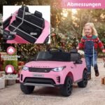Land Rover licencijuotas elektromobilis vaikams su amortizacija 12V (Rožinė) – Paveikslėlis 2