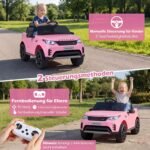 Land Rover licencijuotas elektromobilis vaikams su amortizacija 12V (Rožinė) – Paveikslėlis 3
