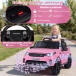 Land Rover licencijuotas elektromobilis vaikams su amortizacija 12V (Rožinė) – Paveikslėlis 4
