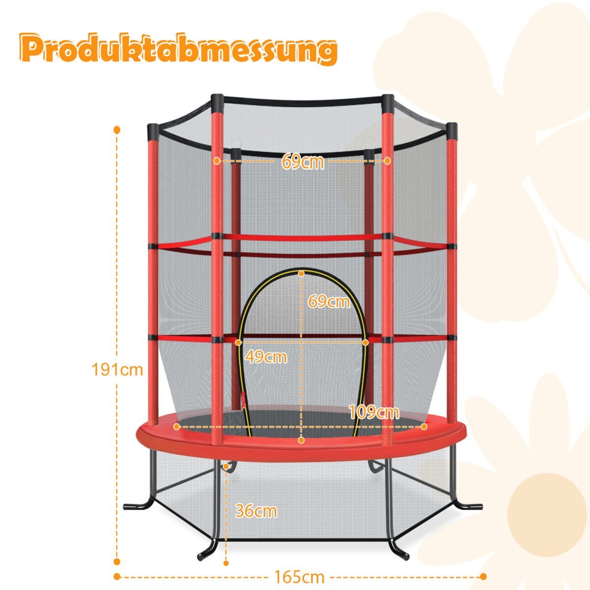 165 cm skersmens batutas su apsauginiu tinklu (Raudona) – Paveikslėlis 2