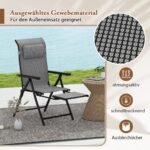 2 sulankstomų krėslų komplektas su 10 padėčių reguliuojamu atlošu ir ištraukiama kojų atrama (Pilka) – Paveikslėlis 3