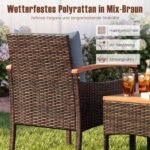 Ratano lauko baldų komplektas su krėslais ir šoniniu staliuku 3 dalių (Pilka) – Paveikslėlis 3