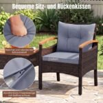 Ratano lauko baldų komplektas su krėslais ir šoniniu staliuku 3 dalių (Pilka) – Paveikslėlis 4